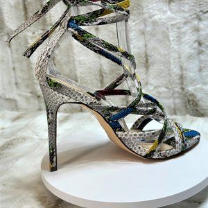 * So Me Multi Color Snake Strappy Wrap 4.5" Heels